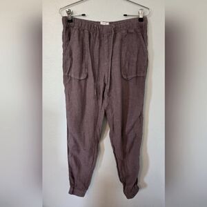 C & C California Gray Linen Jogger Pants Size Medium